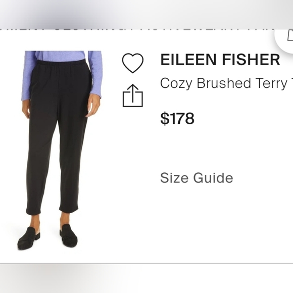 nwt EILEEN FISHER cozy brushed Terry tapered ankle pant S knit pocket trousers - Picture 2 of 7